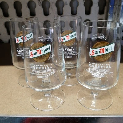 San Miguel 4x Glas 0,3 l Pokal altes Logo
