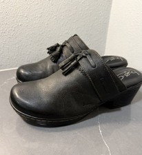 BOC Born Elsbury Black Leather Tassel Slide Clogs Women's 9M Leather