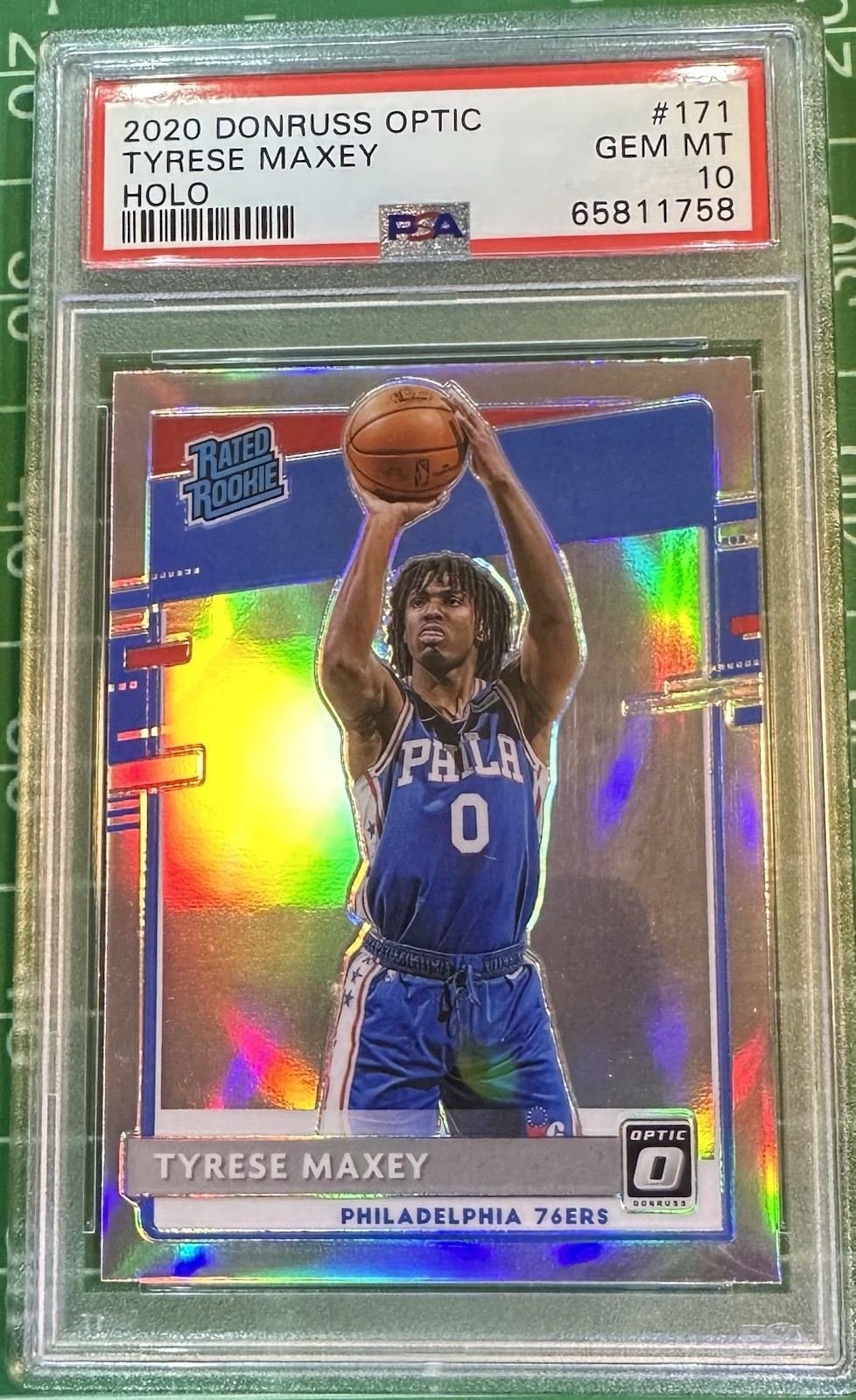 2020 Donruss Optic Rated Rookie - Tyrese Maxey #171 Holo (RC) PSA 10