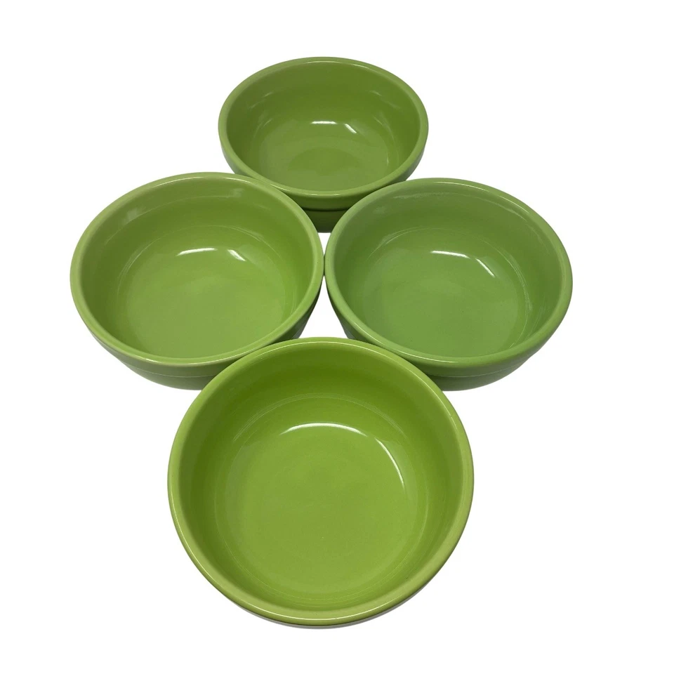 Culinary Arts CAFEWARE 6” tigela de cereais de porcelana HTF cor verde limão conjunto de 4  - Imagem 3 de 4