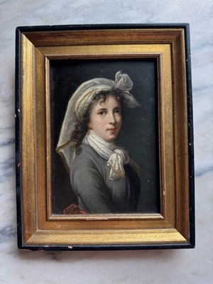 After Marie E.L. Vigee Le Brun (France, 1755-1842)  Oil Painting on Board Antq