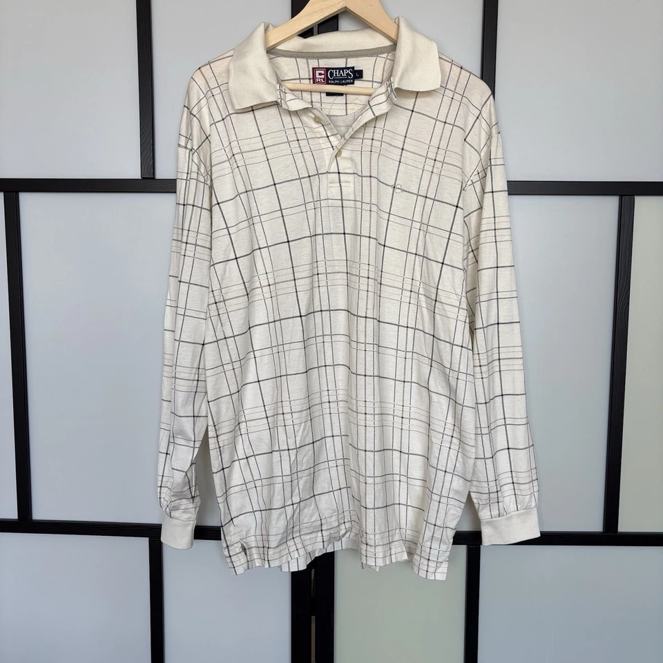 Vintage Chaps Ralph Lauren Polo Shirt Mens Large Rugby Long Sleeve Old Money - Image 4 of 4