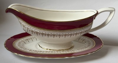 ROYAL WORCESTER REGENCY RUBY SAUCIERE / SAUCIERE UND STÄNDER