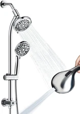High Pressure 3-Way Shower Head Combo 82 Modes Handheld Rain w/ Hose & Slide Bar