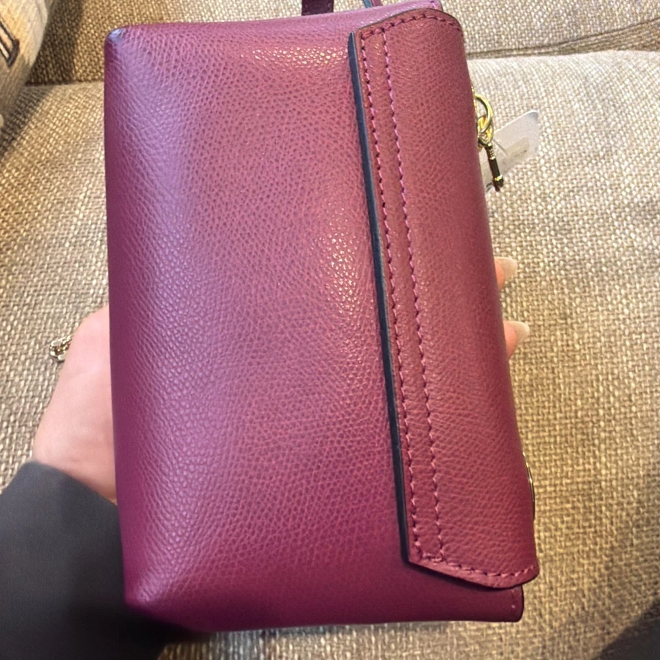 Bandolera de cuero Valentino de Mario Valentino púrpura nueva con defectos Foto 3 de 4