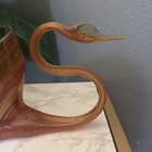 Beautiful Vintage Hand Blown Glass Amber Swan Large Unique BOWL/DISH 17.5" L — photo 2