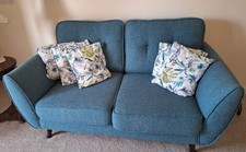 DFS French Connection Zinc 2-seater Sofa Teal Fabric Modern Design Vgc