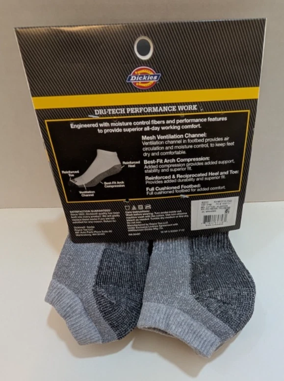 Nuevo Dickies Hombre Rendimiento Trabajo Dri-Tech No Show Calcetines 6 Pares Zapato Talla 6-12 Foto 2 de 3