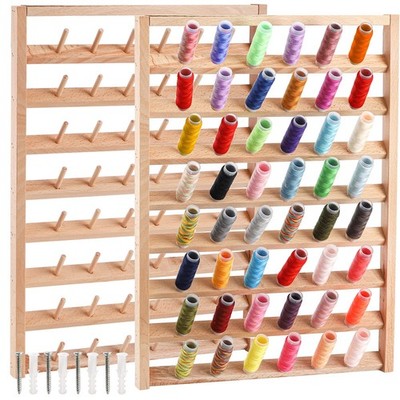 2 PCS Wooden Thread Racks 48 Spools Wall Mount Organizer For Sewing Machine