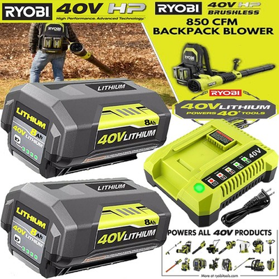 #ad 8.0Ah Battery 40 Volt for Ryobi 40V Lithium OP40602 Battery with LED Charger $96.00