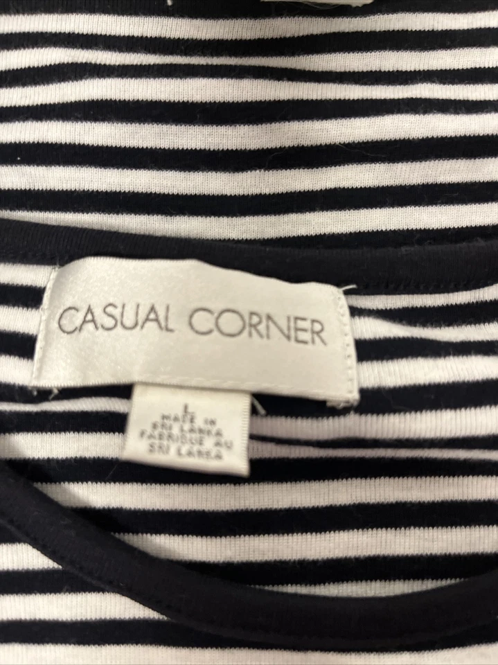 Chaqueta Casual Esquina 2 Piezas Talla L Cremallera Reversible Ss Rayas Camiseta Azul Marino/Blanco Y2K Foto 3 de 4