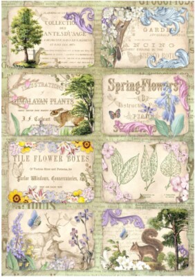 Reispapier-Motiv Strohseide-Decoupage-Vintage-Spring Flowers-19430