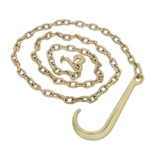 Wrecker Chain Hook One 5/16" x 10' Grade 70 Long Shank J hook Tow Chain
