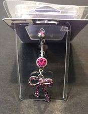 Belly Button Ring Pink Bow Stainless Steel 14 Gauge