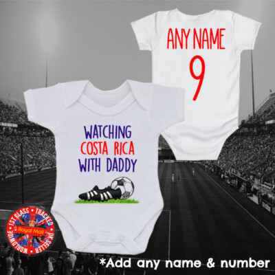 Costa Rica Daddy Mummy Grandad Uncle Auntie Football Personalised Bodysuit