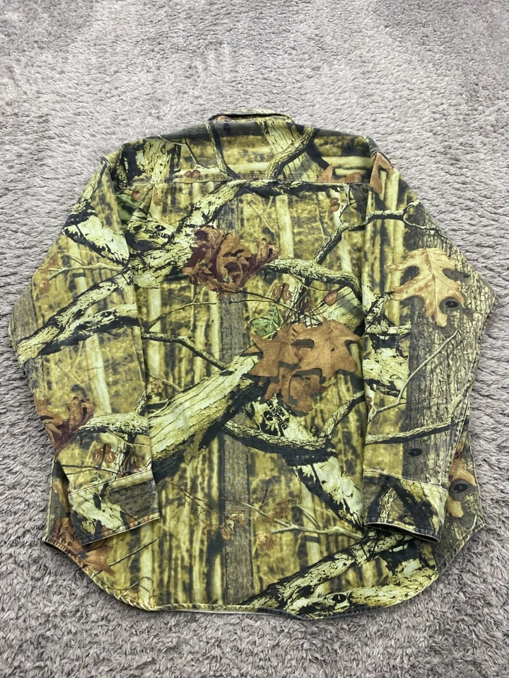 Russell Outdoors Shirt Men Medium Mossy Oak Infinity Camo Duck Canvas Hunt Vtg - Image 2 of 4