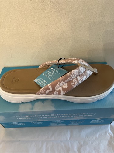 VB Cloud by Vera Bradley Java Ginger tan Sandals Flip Flop Size 11 - NEW!