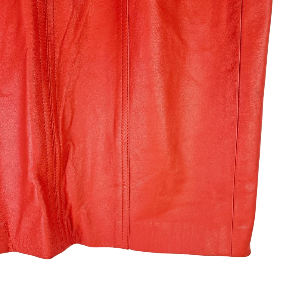 Falda de cuero naranja forrada a lápiz larga de laurel vintage años 80, talla 6 Foto 3 de 4