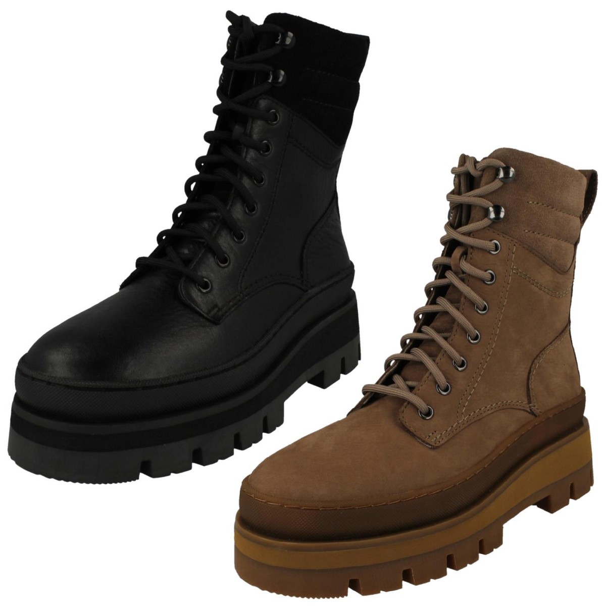 Ladies Clarks Orianna2 Hike Casual Combat Style Boots