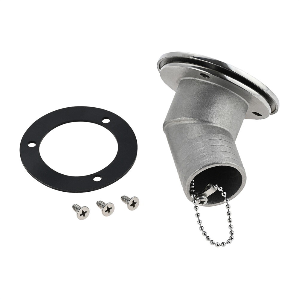 RiaYer 316 Stainless Steel Straight Diesel Deck Fill - 1-1/2" Marine Boat Fuel Filler With Key Cap, Anti-Theft