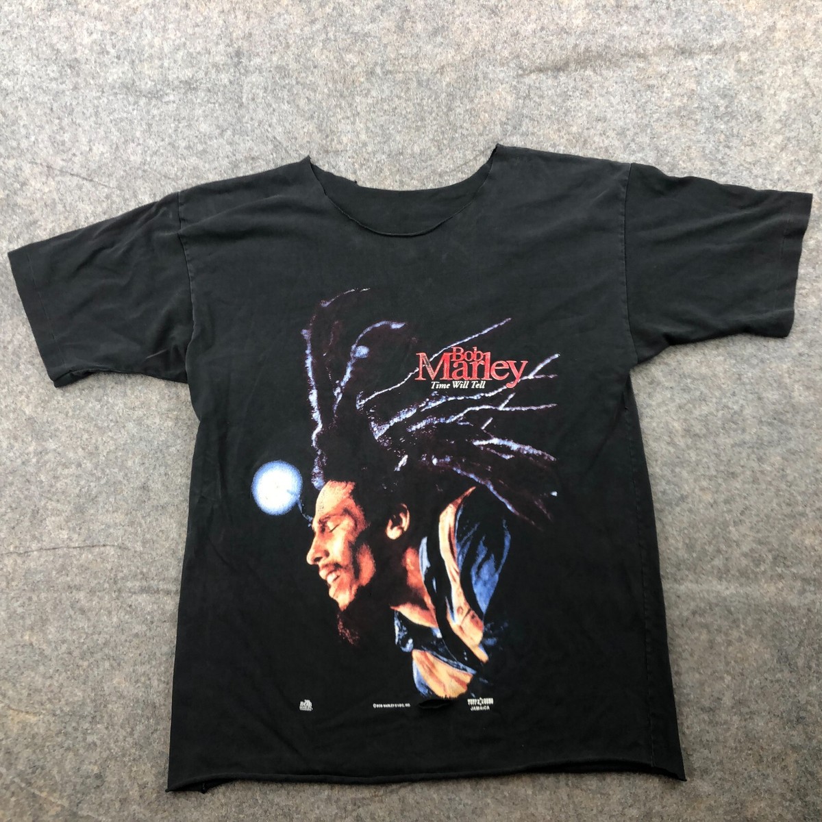 Vintage Bob Marley Shirt Mens Medium Black Time Will Tell Single