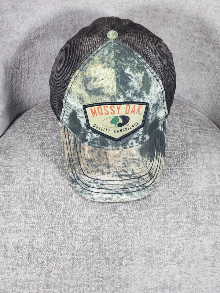 Mossy Oak Trucker Hat Tie Dye Camo Mesh Cap Stretch Fit L/XL Outdoor Hunting - Image 2 of 4