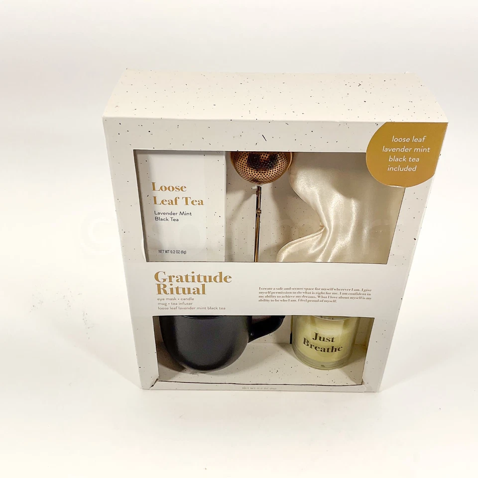 Gratitude Ritual Eye Mask Candle Infuser Loose Lavender Mint Black Tea Gift Set - Image 2 of 4