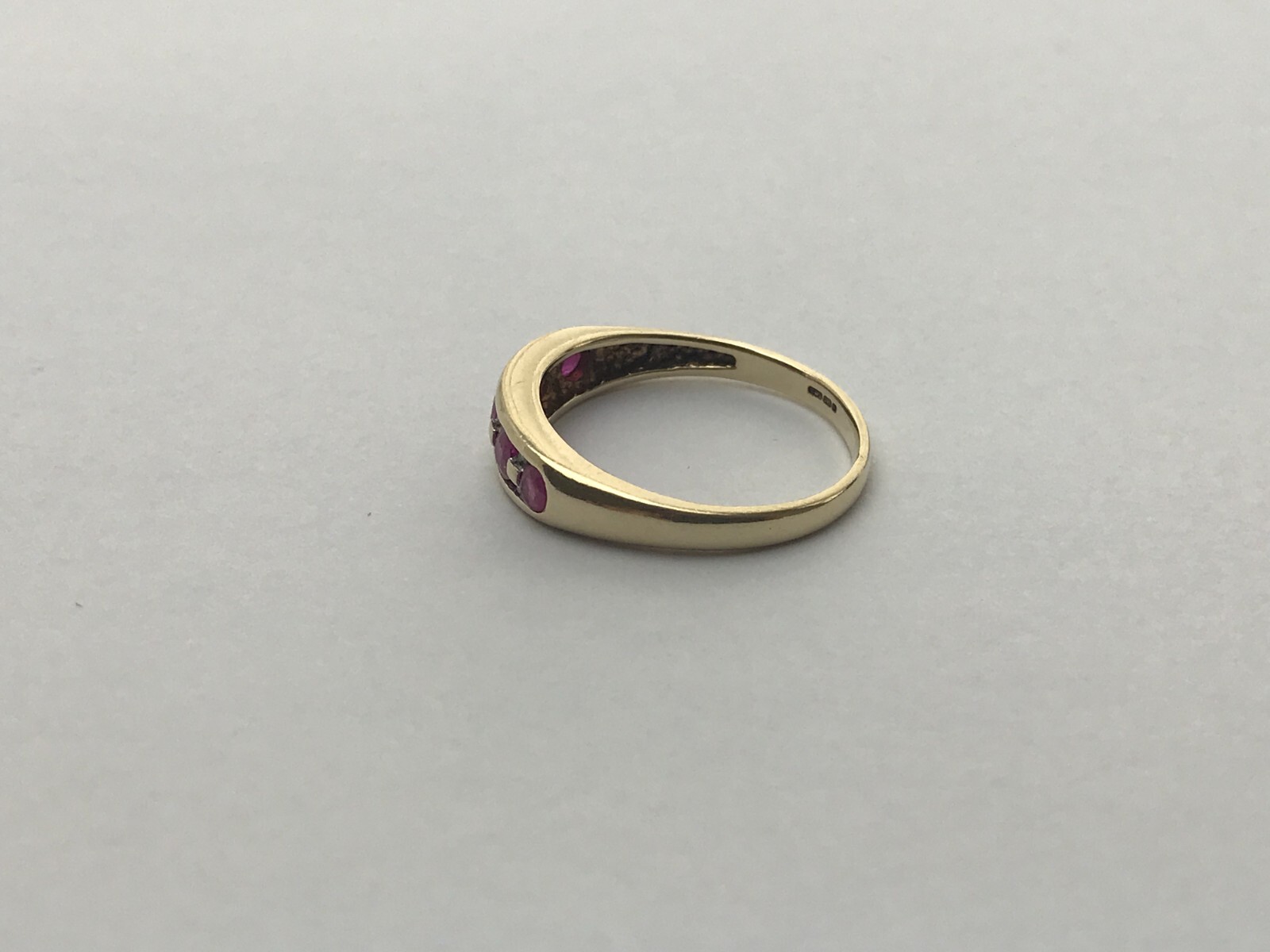 Ruby and Diamond 9ct Gold Ring Half Eternity Ruby… - image 10