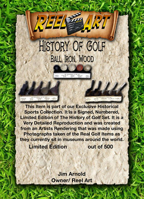 History of Golf Wood, Display Plaque, Signed, Numbered, Limited