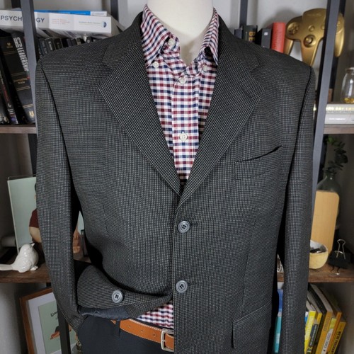 Kasper Men's Sport Coat Blazer Three Button Charcoal Black Wool Size 44-46R - Picture 2 of 17