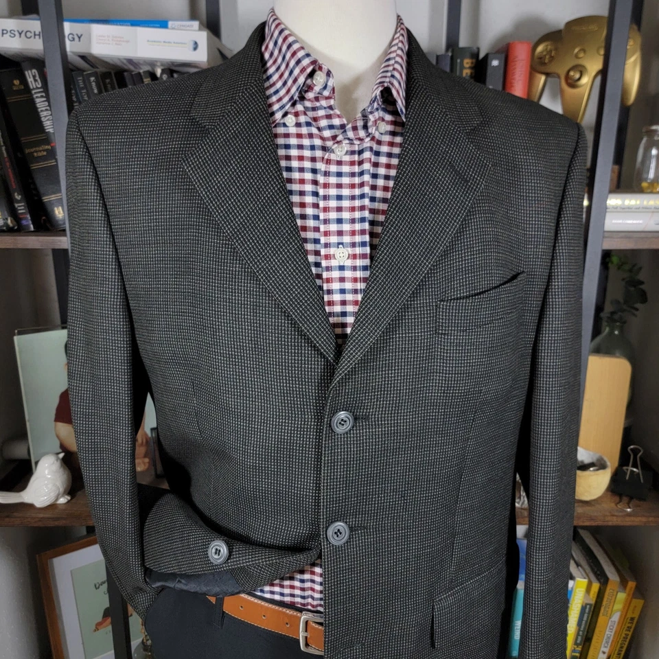 Blazer Abrigo Deportivo Kasper Para Hombre Tres Botones Negro Carbón Lana Talla 44-46R Foto 2 de 4