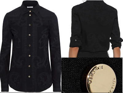 Versace Collection Homme Emblématique Culte Imprimé Denim Chemise Long Manche 43