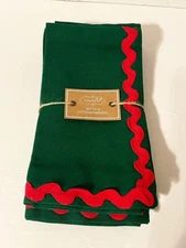 Mud Pie Home Ric-Rac Christmas Cloth Napkin Set of 4 Red or Green Holiday
