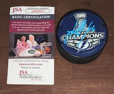 Jan Rutta Signed Autograph 2020 Stanley Cup Tampa Bay Lightning Hockey Puck JSA