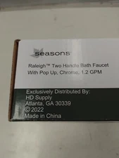 Seasons® 158715 Raleigh Two Handle Bath Faucet Pop Up Chrome 1.2 GPM