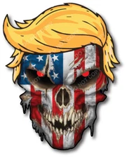 Donald Trump Hair American USA Flag Skull Decal Bumper Sticker Car Truck Window 