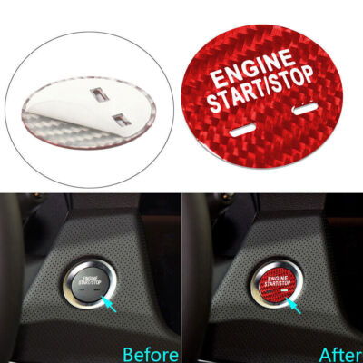 For Cadillac XTS CT6 XT5 CTS SRX Red Dry Carbon Fiber Engine Start Stop Trim