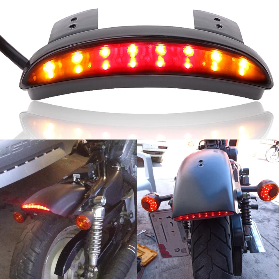 LED Brake Tail Lights Custom Fit For Harley Sportster XL883 1200 Forty Eight 48 - Image 3 of 4