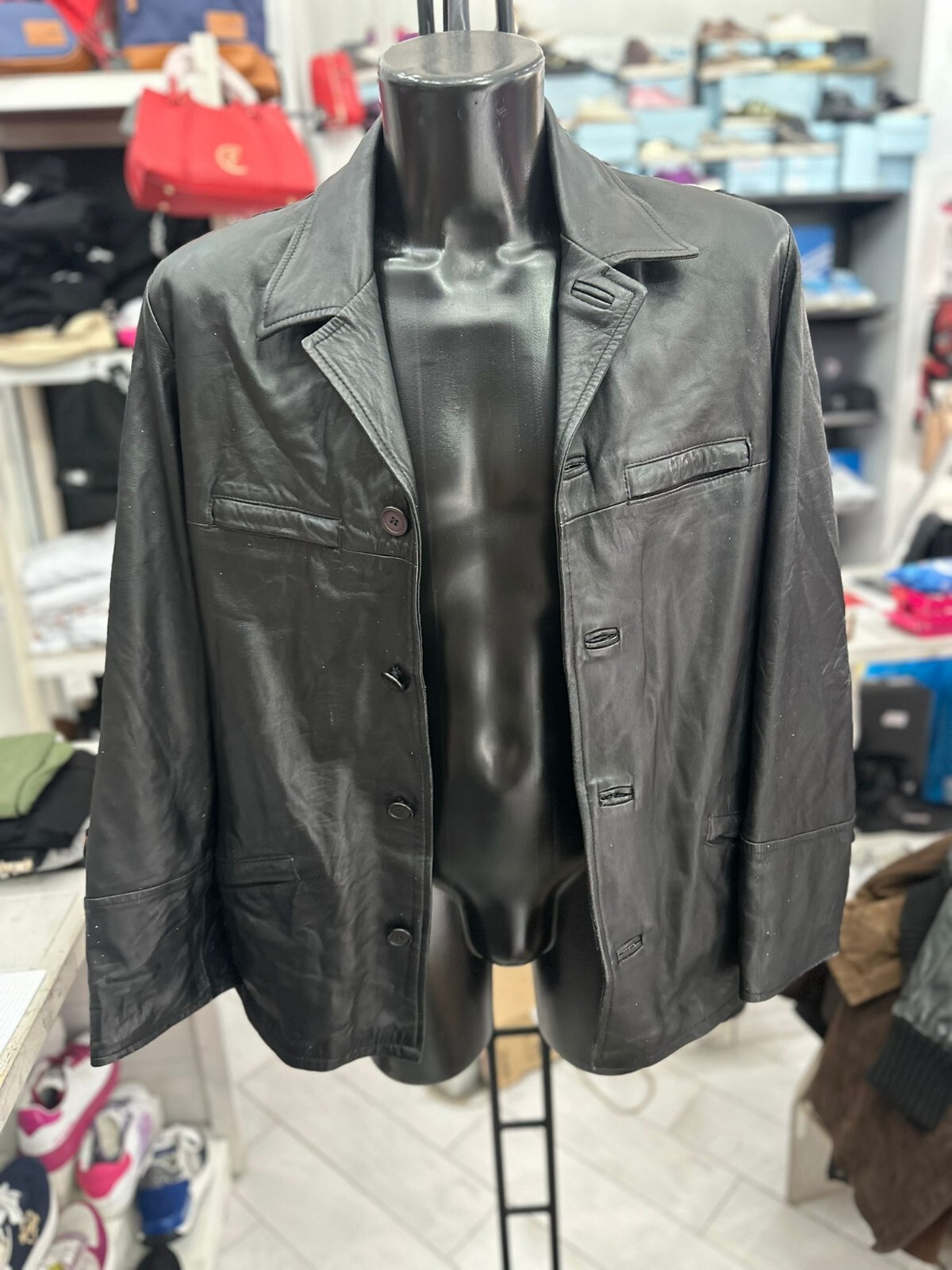 Men's XL Black Wake Leather Jacket – Vintage Style LLV549