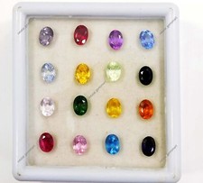 16 Pcs Natural Mix Color Sapphire 7x5 mm CERTIFIED Loose Gemstone Lot Oval Cut