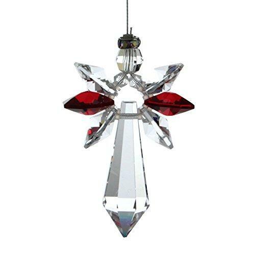Garnet JANUARY Birthday Large Guardian Angel Crystal Birthstone Hanging Charm