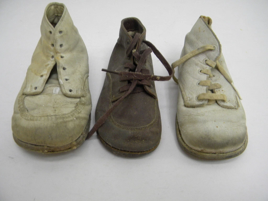 Antique leather baby shoes sales