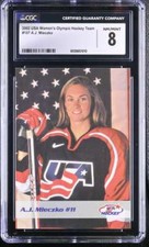 CGC NM-MT 8 2002 USA Women's Olympic Hockey Team 107 A.J. Mleczko RC Rookie Card