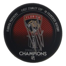 Aleksander Barkov Signed Florida Panther Logo Puck (JSA COA) 2xAll Star Center