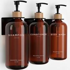 Amber Shampoo and Conditioner Dispenser Set Wall Mounted by - Refillable Sham...