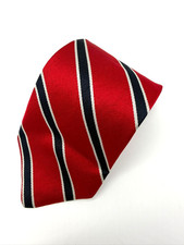BROOKS BROTHERS Makers Silk Tie Mens Red Navy Blue White Rep Stripe Made in USA