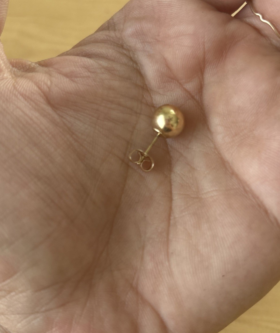 Large Solid 14k Yellow Gold Stud Earring - image 2