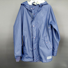 Alive Rain Coat Jacket Kid Child 7-8 Blue Hood Zip Snap Lined Adventure Slicker