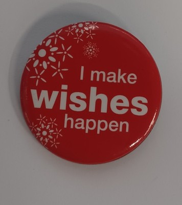 I Make Wishes Happen Pin Red & White Round Circle Snowflakes Accessory 1-7/8''