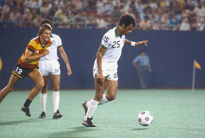 Carlos Alberto New York Cosmos dribbles the ball up field at an NA- Old Photo